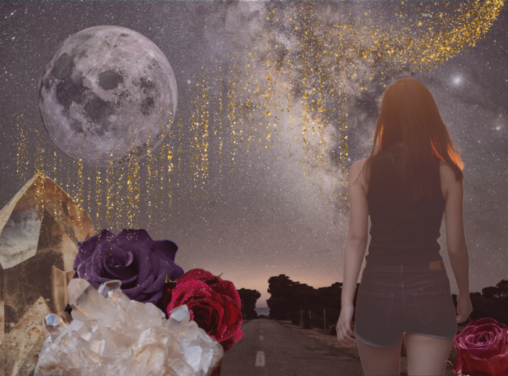 woman who’s in the liminal space: healing, remembering, and gently reaching for something sacred and true within herself.